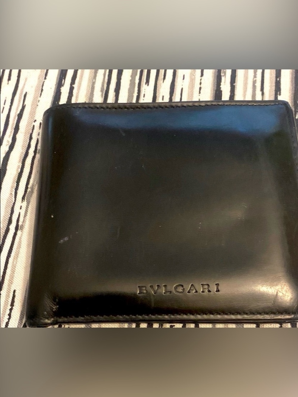 Bulgari Black Leather Bi-Fold Wallet